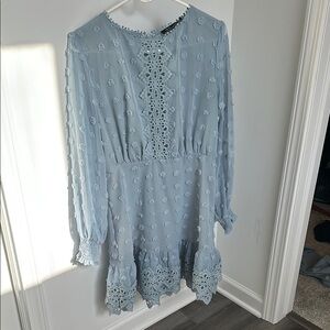 Simple Blue Bishop Sleeve Sundress